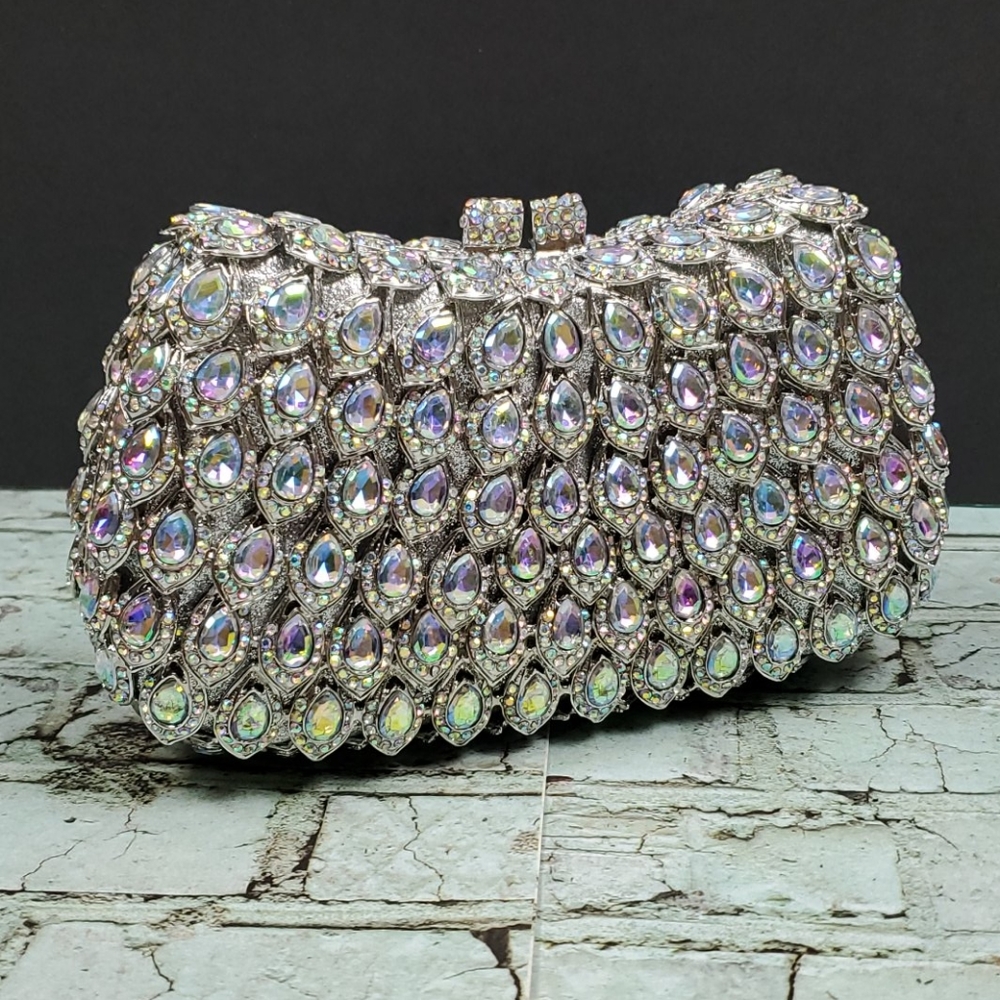 Silver/Opalescent Crystal Hardware Elegant Clutch